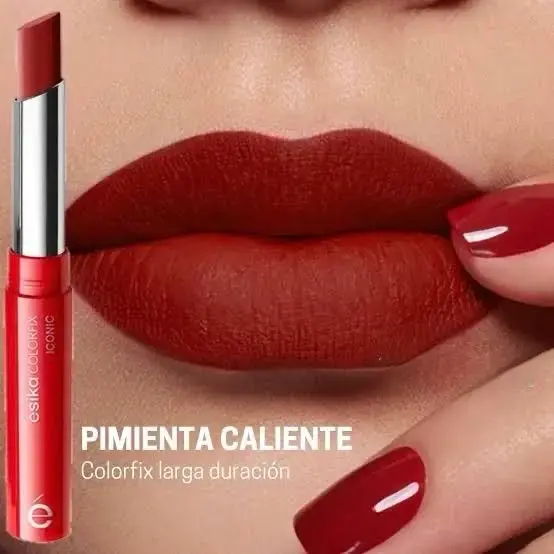 Labial Esika Colorfix Pimiento Caliente Mate - 1
