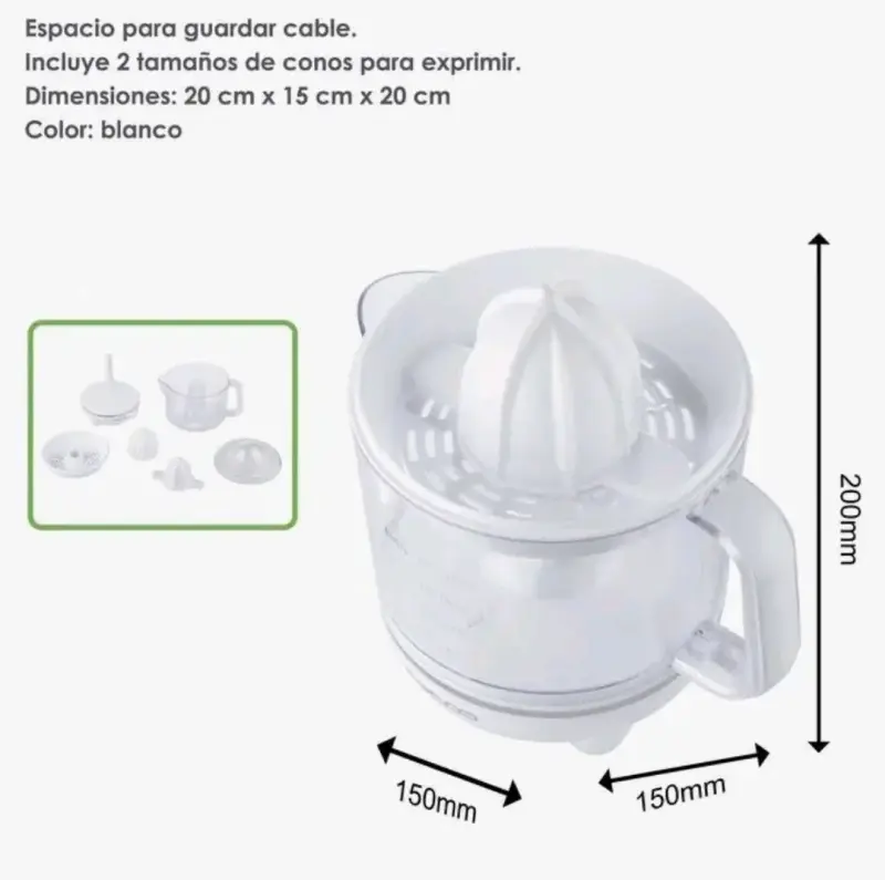 Exprimidor de jugo Recco 700 ml blanco - 2