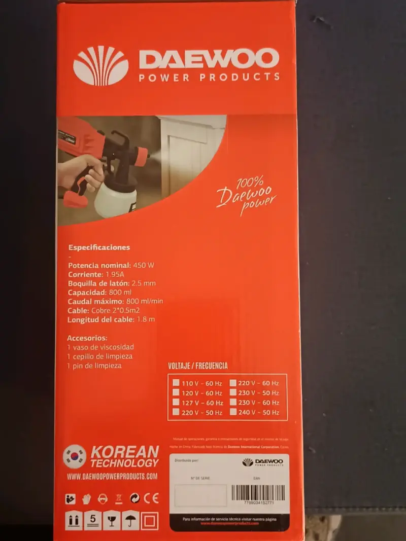 Pistola Eléctrica de Pintura Daewoo DWP1828 450W - 2