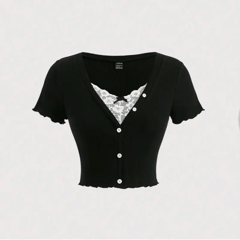 Conjunto de blusa y falda negra - 1