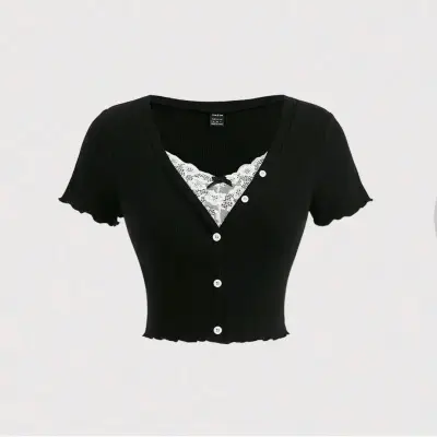Conjunto de blusa y falda negra - miniatura 1