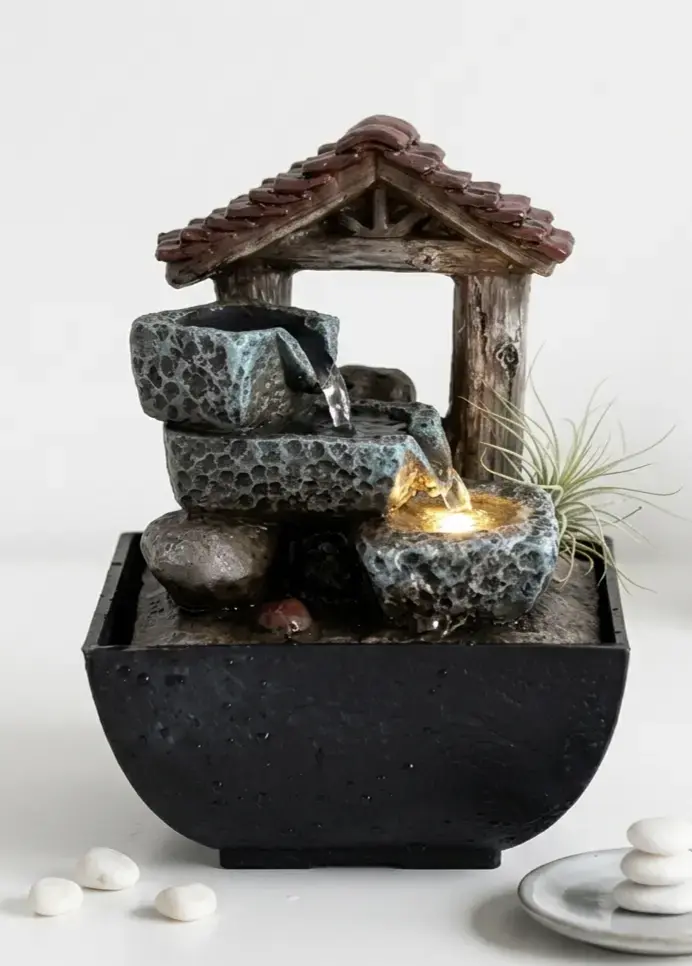 Fuente de agua decorativa con luz