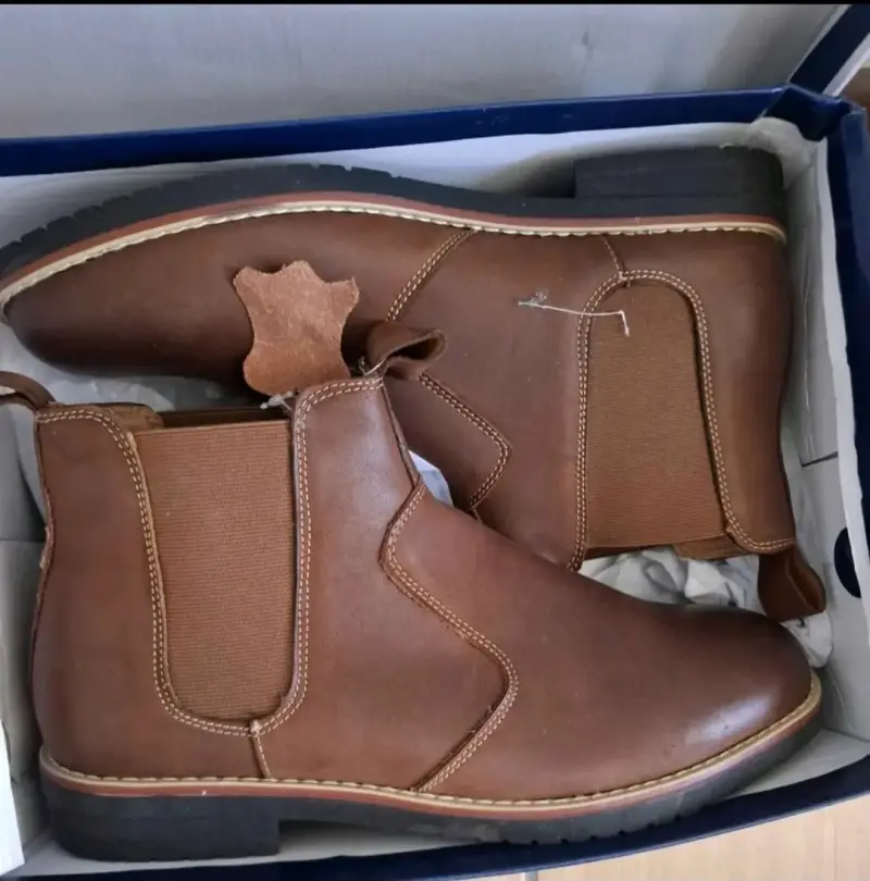 Botines de cuero Chelsea marrón para hombre - 1
