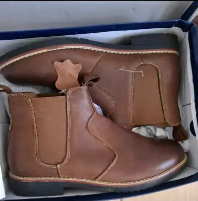 Botines de cuero Chelsea marrón para hombre - miniatura 1