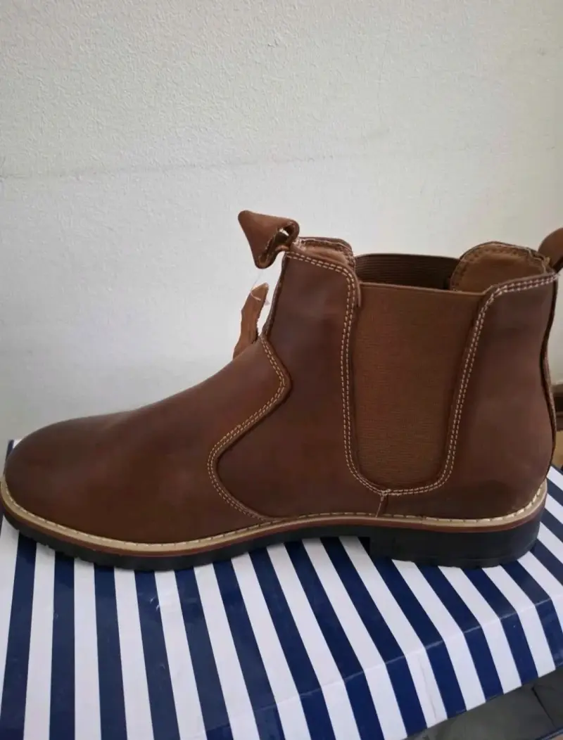 Botines de cuero Chelsea marrón para hombre - 3