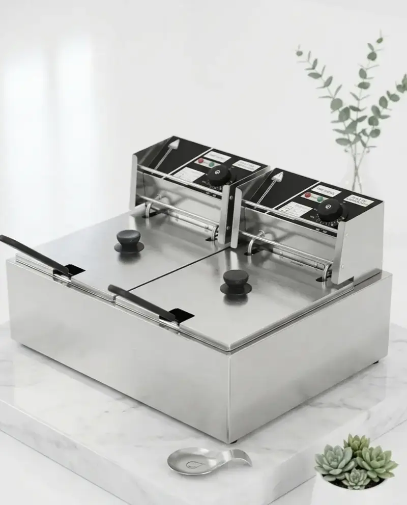 Freidora doble de acero inoxidable para cocina
