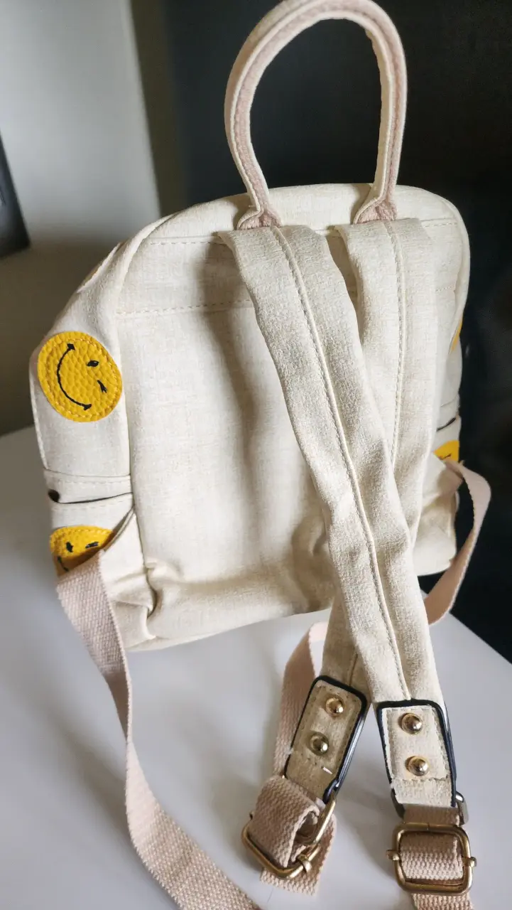 Mochila beige con emojis sonrientes - 3