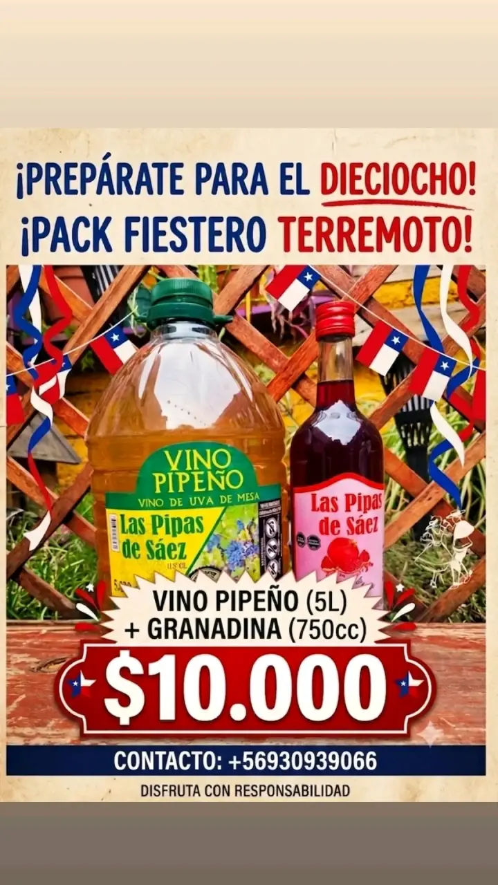 Pack Vino Pipeño y Granadina Las Pipas de Sáez - 1