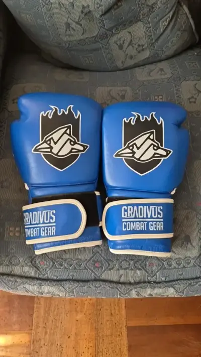 Guantes de Boxeo Gradivus de Cuero Azul 12oz - miniatura 1