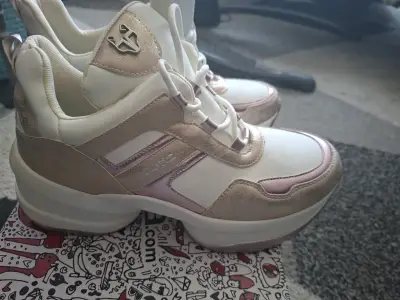 Zapatillas deportivas mujer doradas con plataforma - miniatura 4