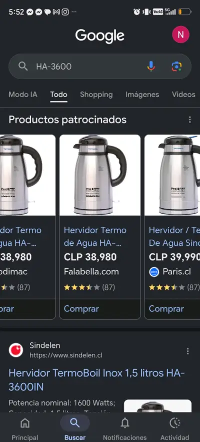 Hervidor termo de agua Sindelen 1.5L - miniatura 2
