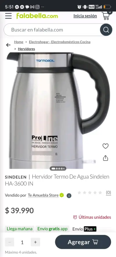 Hervidor termo de agua Sindelen 1.5L - miniatura 3