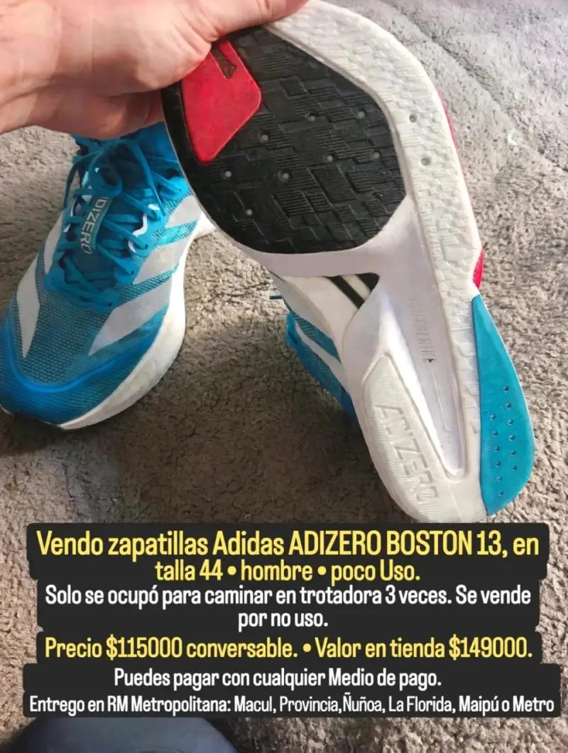 Zapatillas Adidas Adizero Boston 13 Hombre Talla 44 - 2