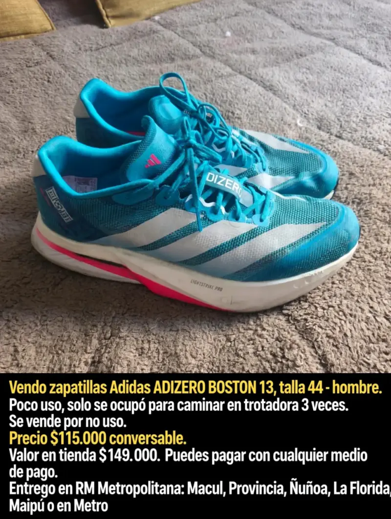 Zapatillas Adidas Adizero Boston 13 Hombre Talla 44 - 4