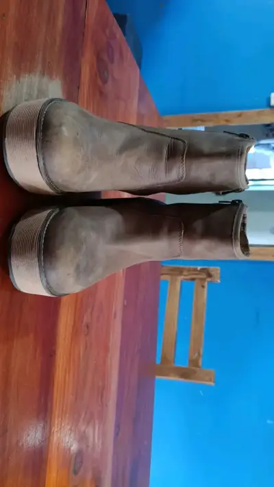 Botines de cuero marrón con plataforma - miniatura 2