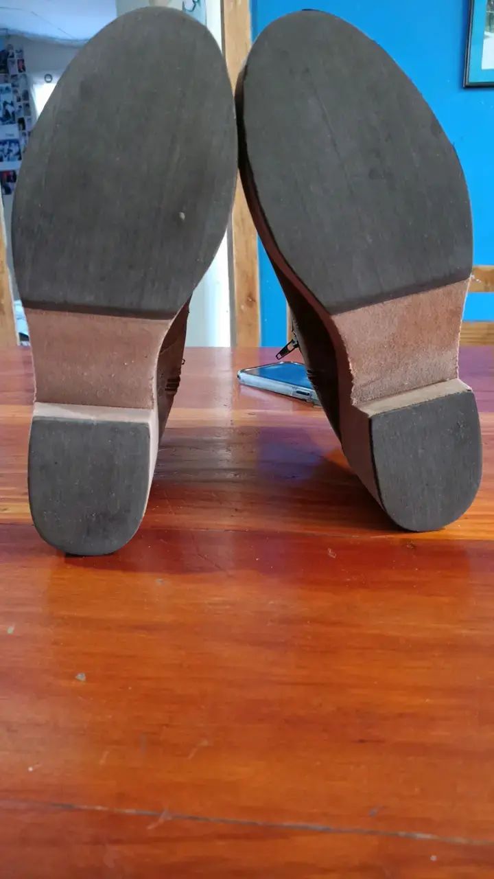 Botines de cuero marrón con plataforma - 4