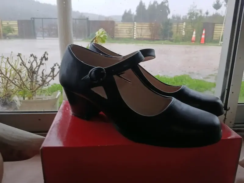 Zapatos de cueca con tacón bajo negros con hebilla - 3