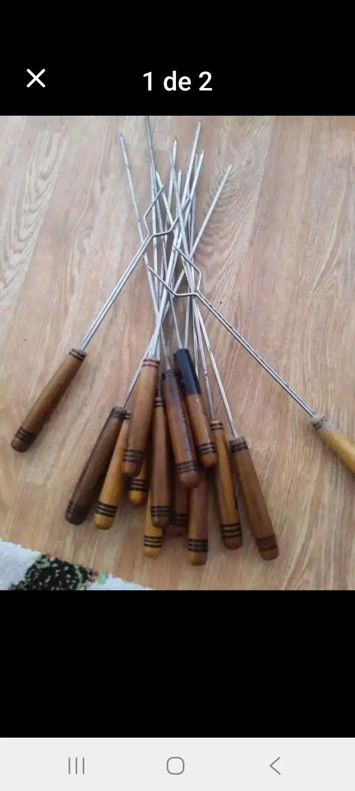 Set 12 anticuchos mas 2 pinchos mango de madera - 1