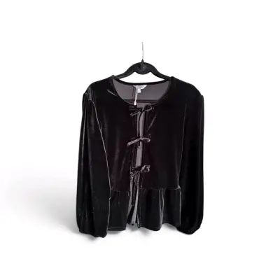 Chaqueta de terciopelo negro con lazos - miniatura 1