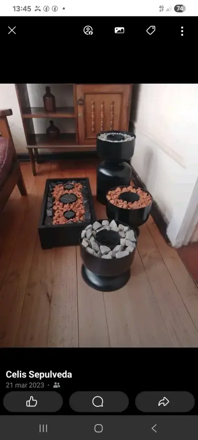 Brasero de jardín con piedras decorativas - miniatura 1