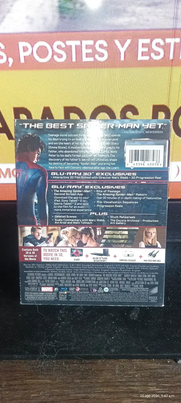 El hombre araña Blu Ray 3d original - 3