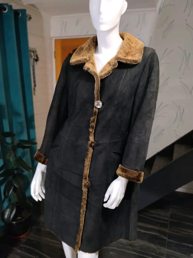 Chaquetón Vintage Gamuza y Piel Genuina de cordero - 1