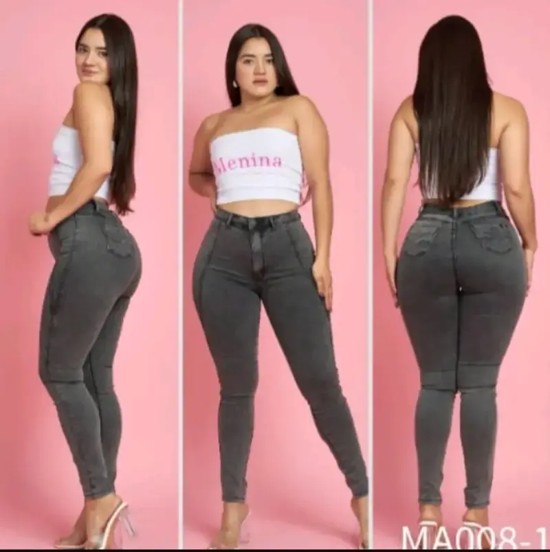 Jeans ajustados gris para mujer