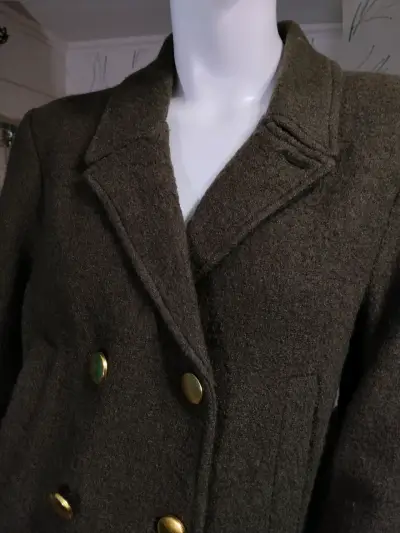 Abrigo de lana marron oliva talla 38 - miniatura 4