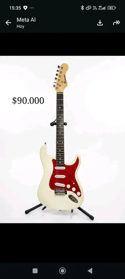 Guitarra eléctrica amarilla tipo Stratocaster - miniatura 2