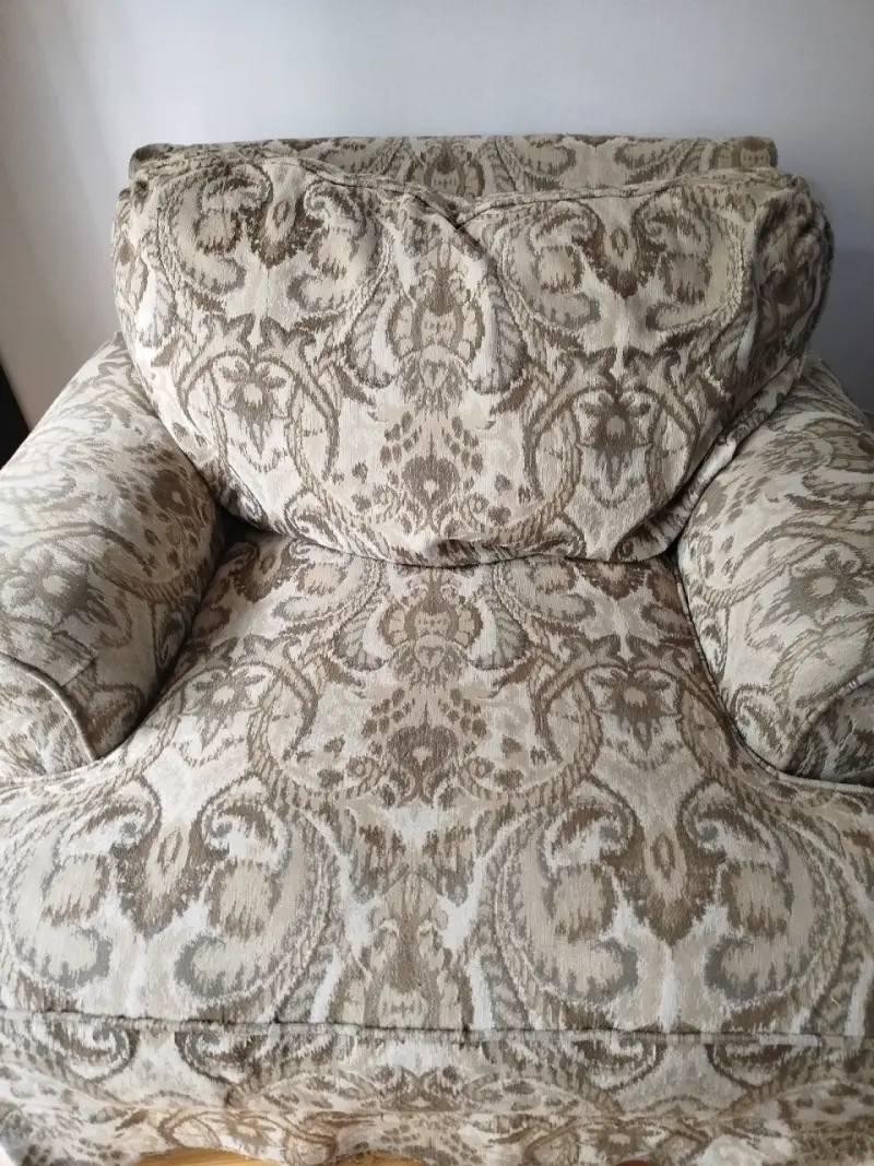 Sillón de un cuerpo en tela estampada beige - 1