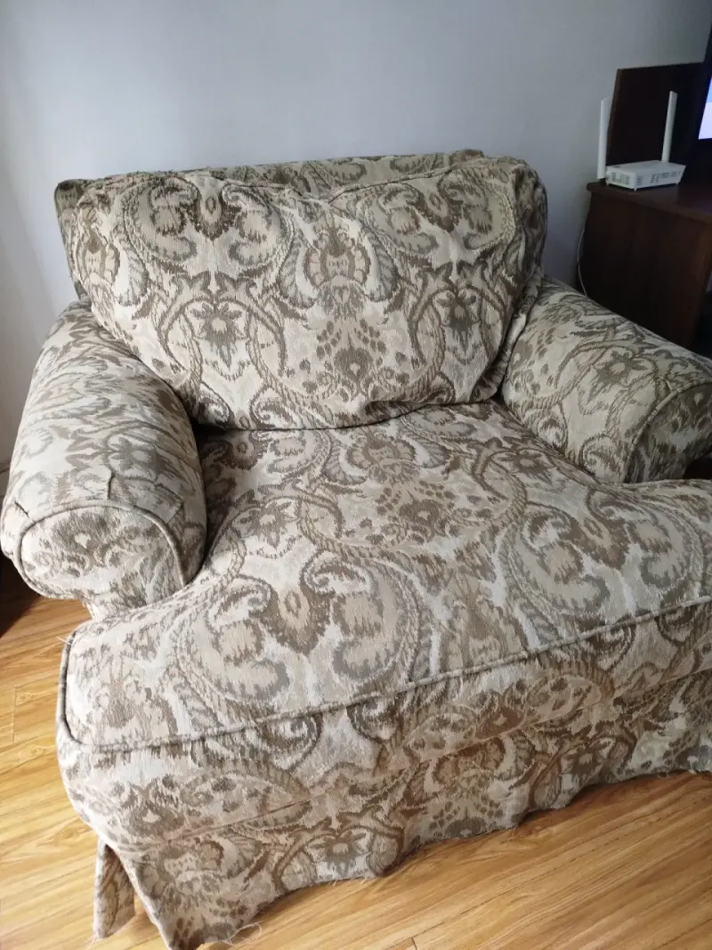 Sillón de un cuerpo en tela estampada beige - 2