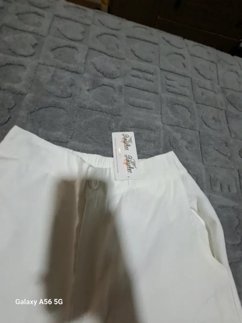 Pantalones blancos de tiro alto para mujer - 2