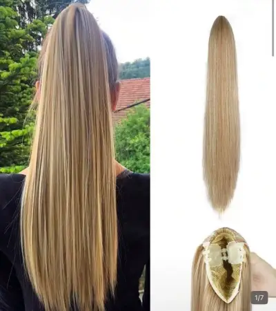Extensión de cabello rubio largo con clip - miniatura 1