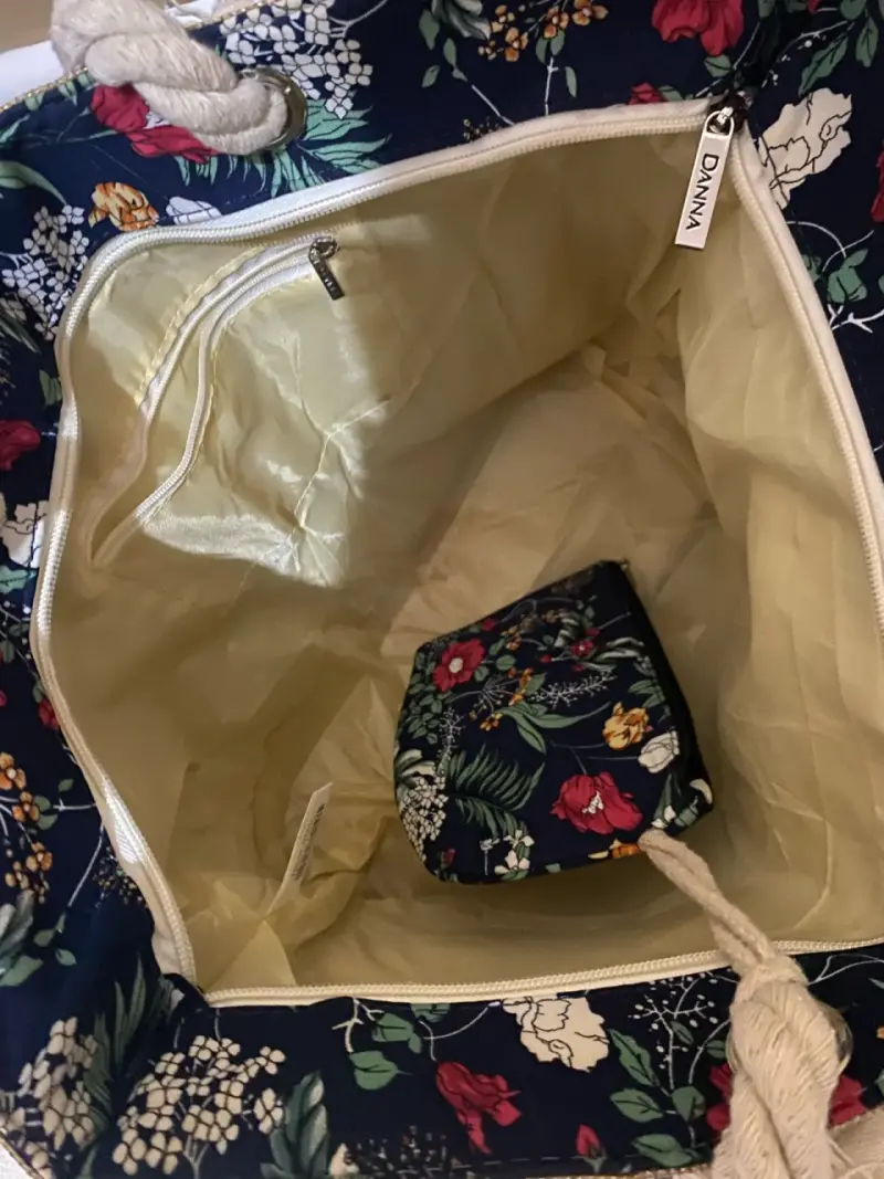Bolso playero floral con asas de cuerda - 2