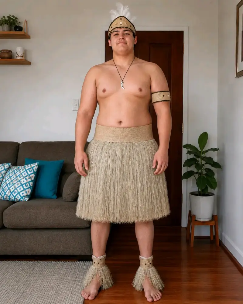 Traje típico polinesio talla L con fibras natura - 1