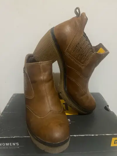 Botines de cuero marrón para mujer CAT - miniatura 1