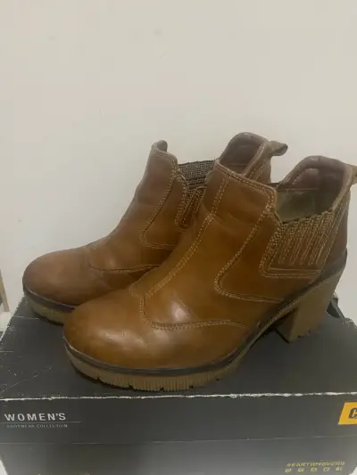 Botines de cuero marrón para mujer CAT - miniatura 2