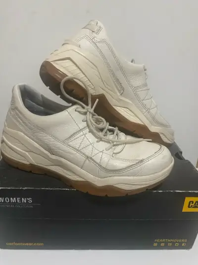Zapatillas blancas de cuero para mujer CAT - miniatura 1
