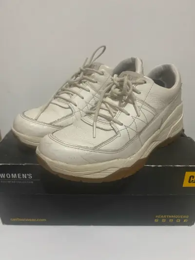 Zapatillas blancas de cuero para mujer CAT - miniatura 3