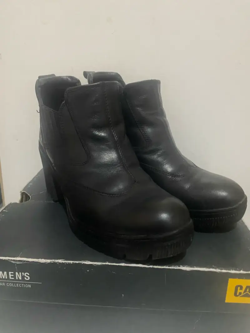 Botines de cuero negro para mujer - 2