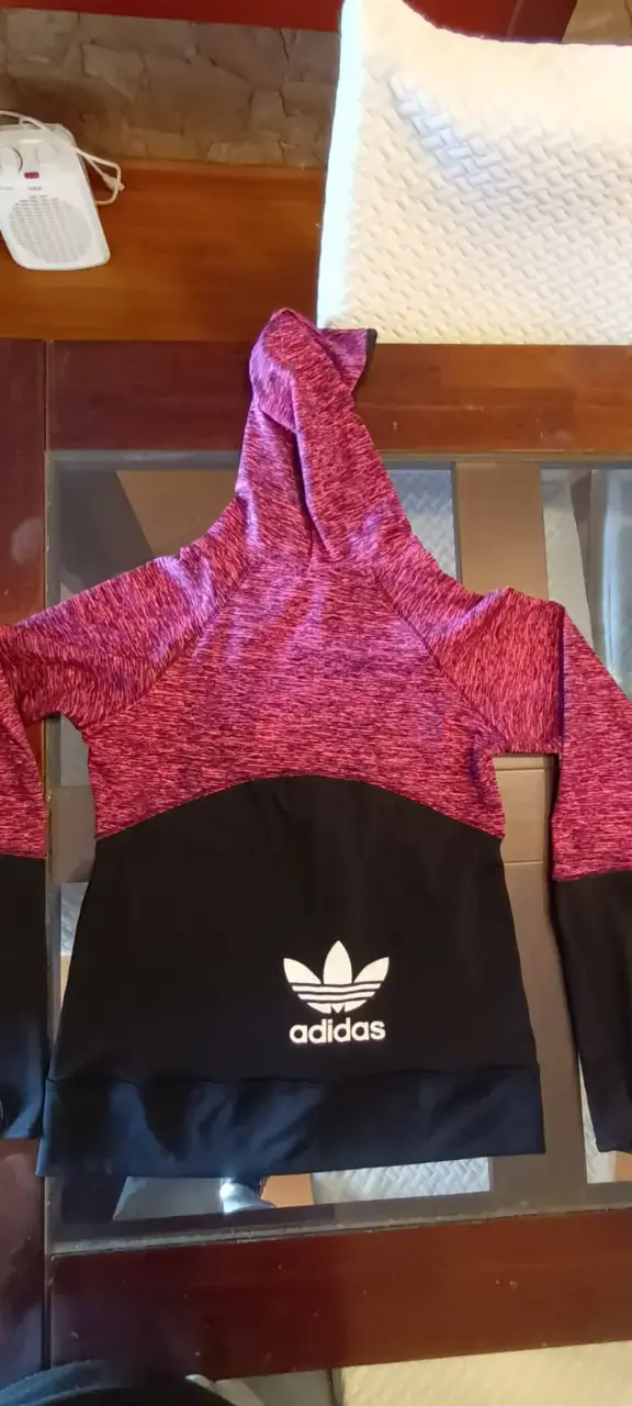 Polerón con capucha Adidas para mujer rosa y negro - 2