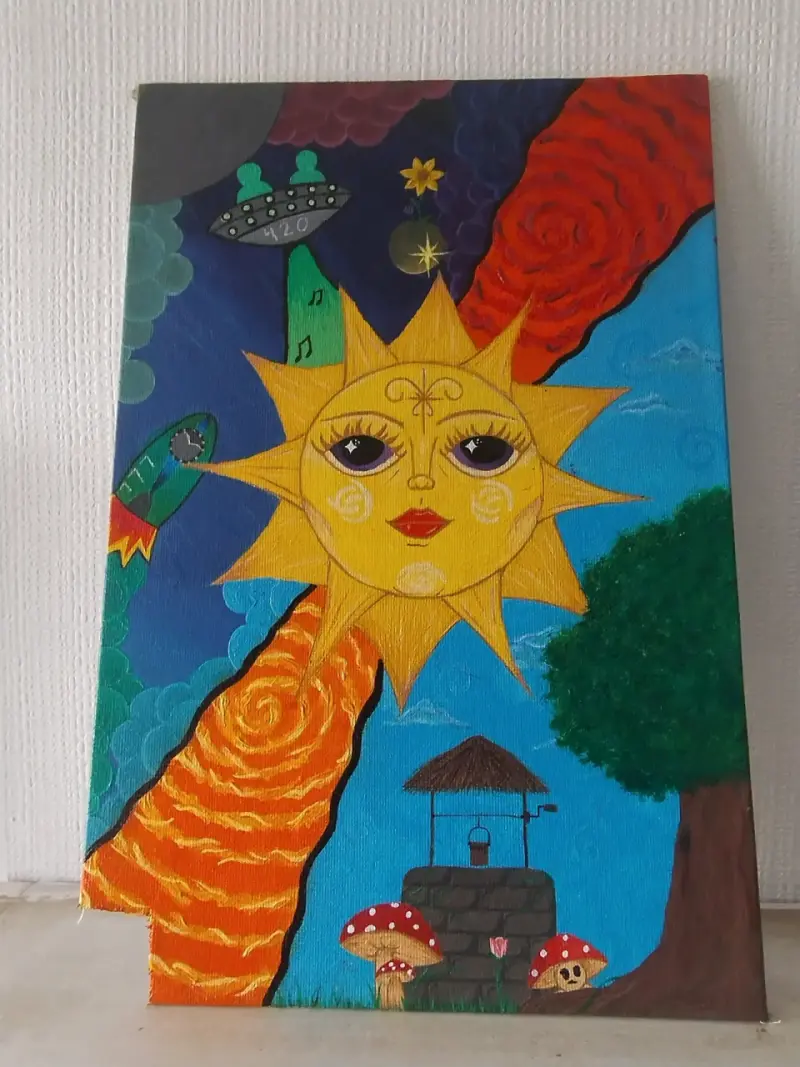 Cuadro Pintado a Mano con Diseño Psicodélico - 1