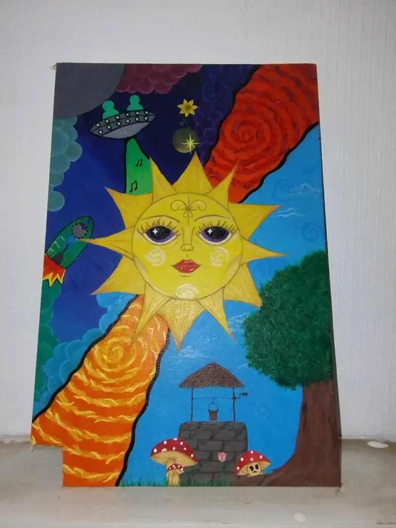 Cuadro Pintado a Mano con Diseño Psicodélico - 2