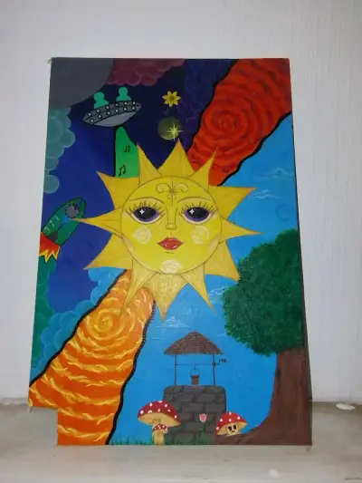 Cuadro Pintado a Mano con Diseño Psicodélico - miniatura 2