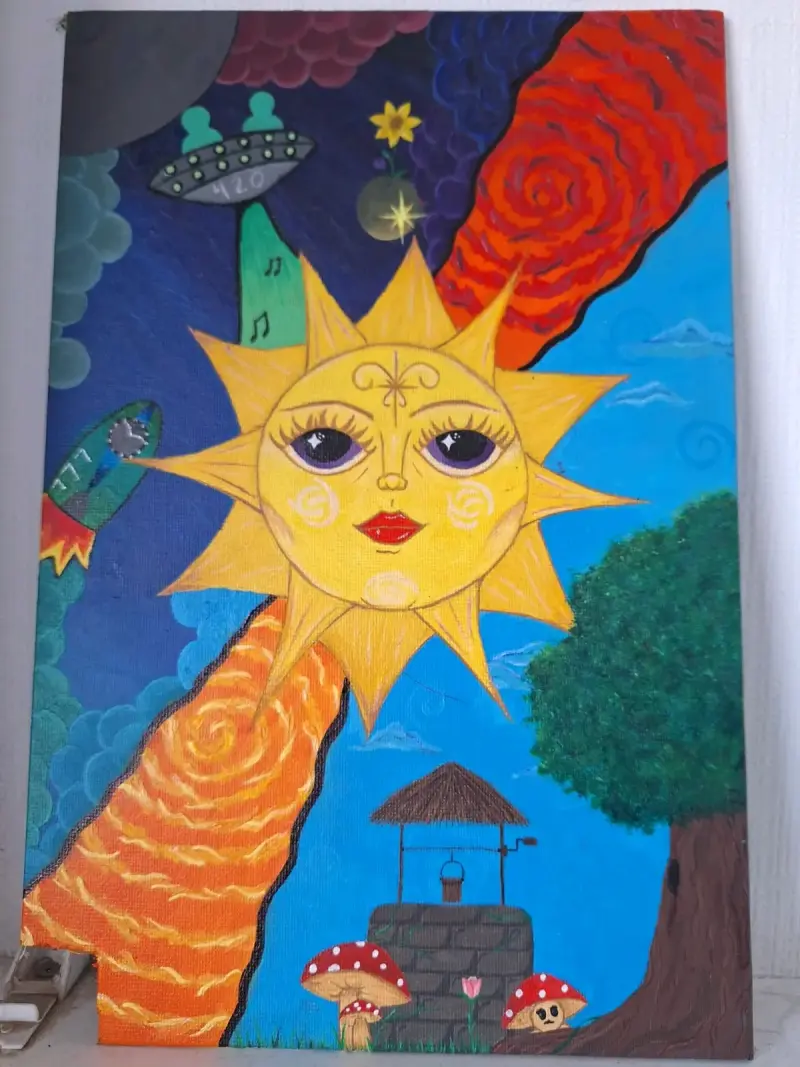 Cuadro Pintado a Mano con Diseño Psicodélico - 3
