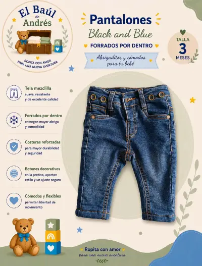 Pantalones de mezclilla para bebé 3 meses - miniatura 1