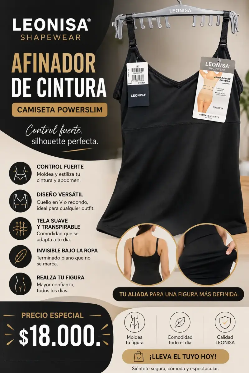 Camiseta Afinadora de Cintura Powerslim Negro