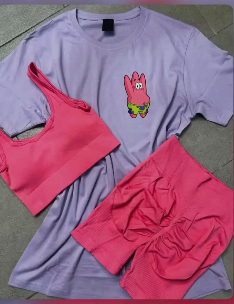 Conjunto deportivo mujer con polera, top y short - 2