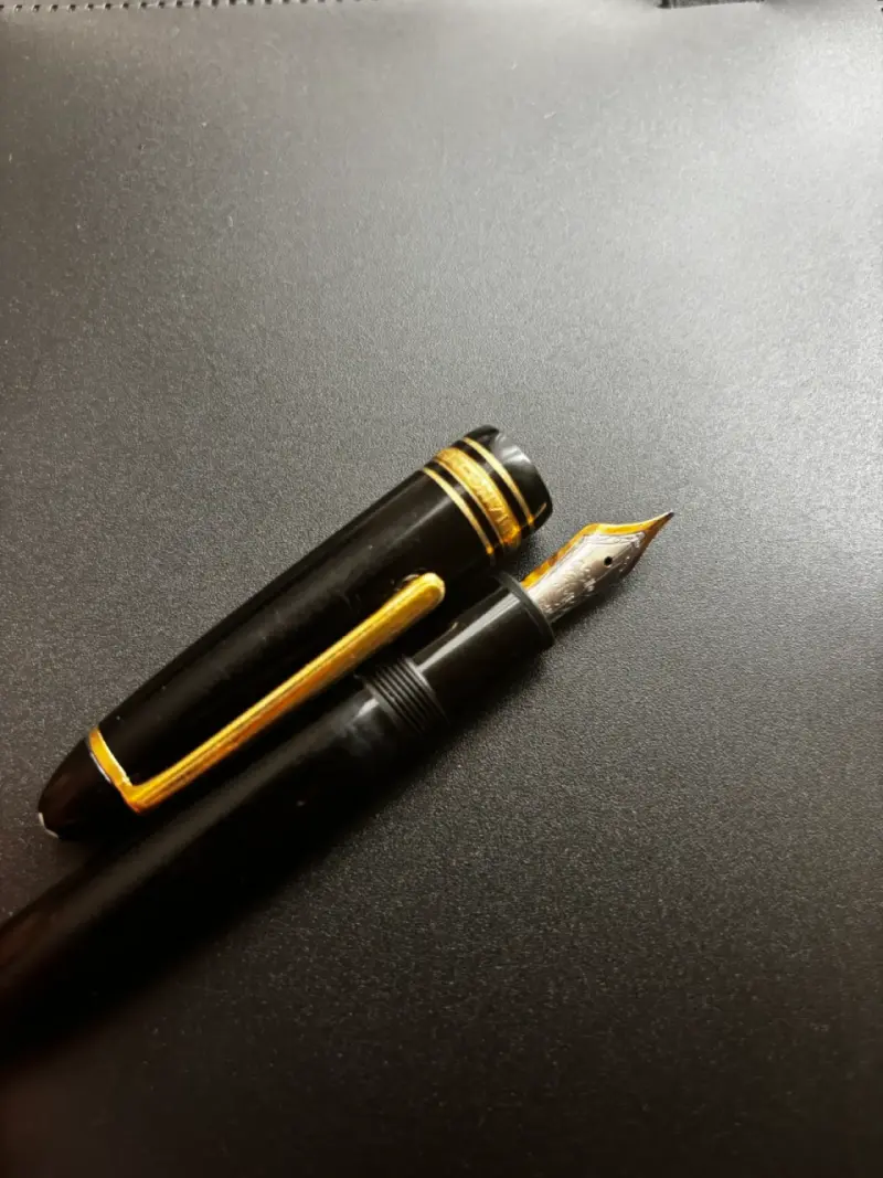 Pluma estilográfica negra con detalles dorados - 3