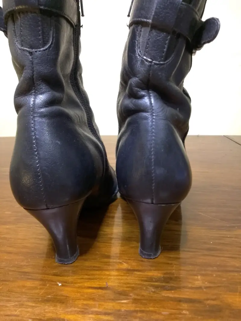 Botines de cuero negro con tacón para mujer - 3